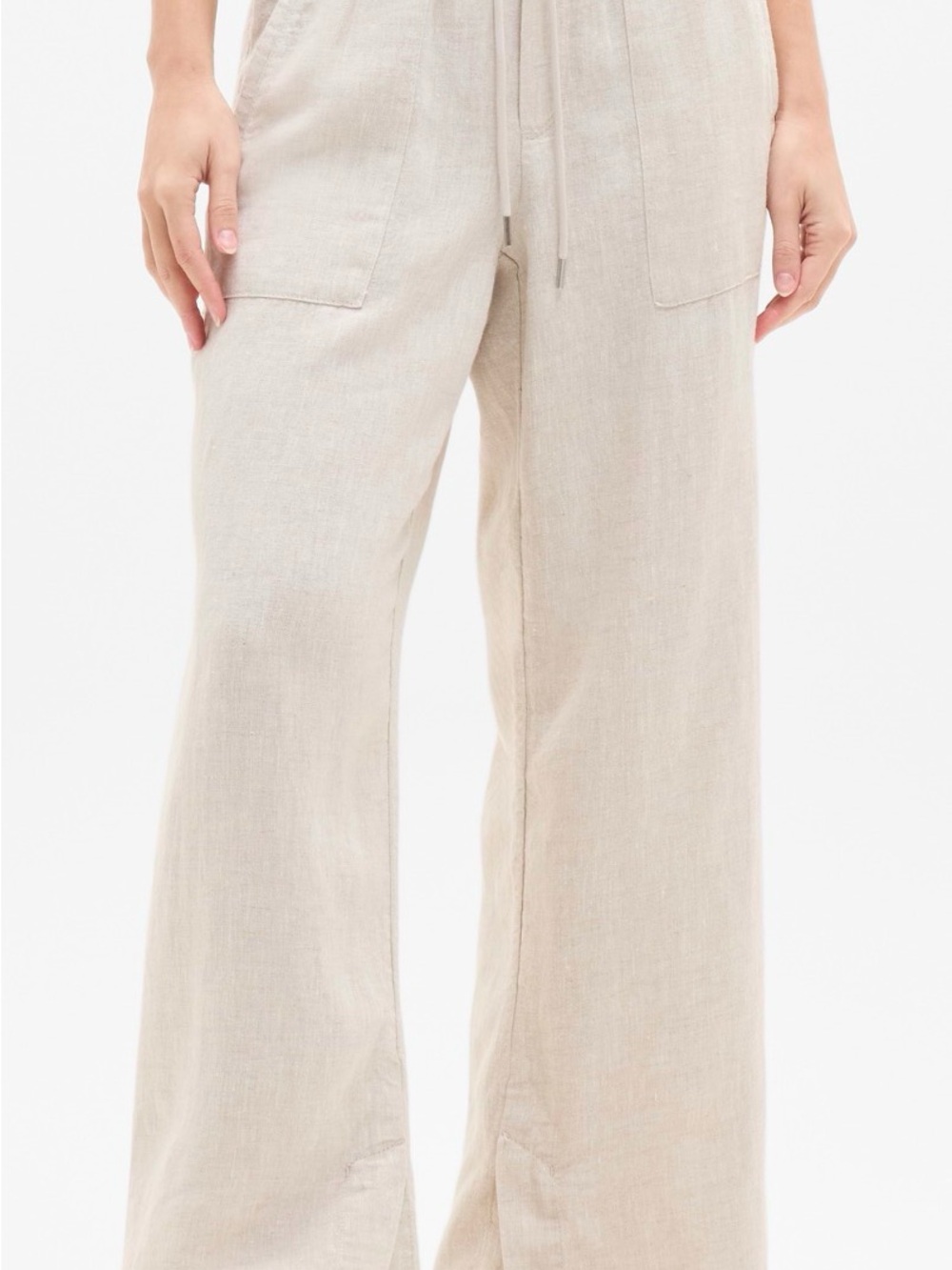 Athleta Linen wide leg pants with side slit at ankle